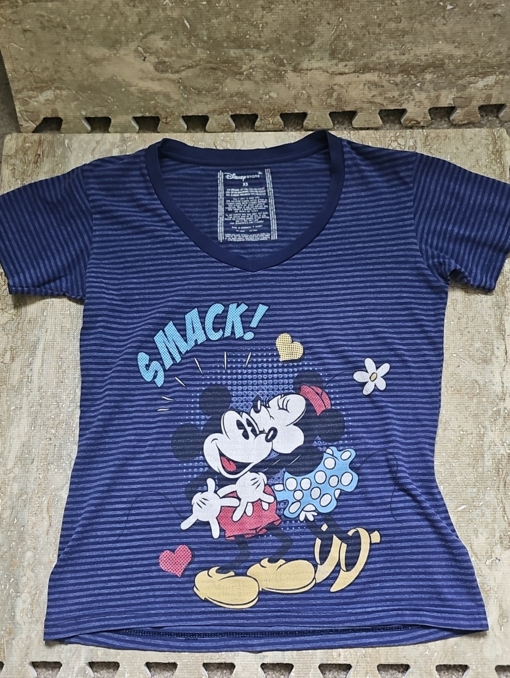 Disney Minnie Mouse Kids' Navy Blue Striped Tee with Graphic